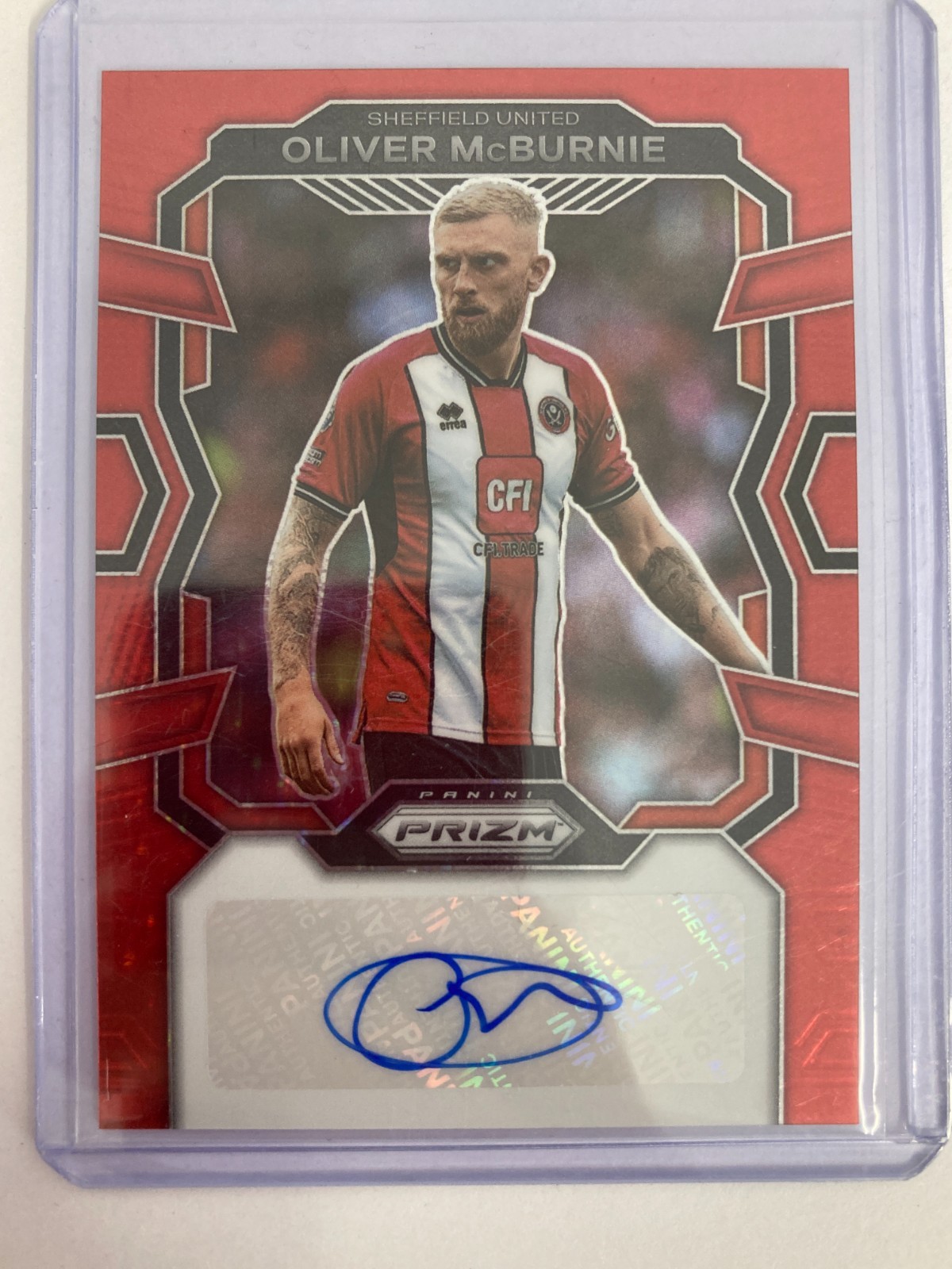 PANINI PRIZM PL 2023-24 OLIVER MCBURNIE SHEFFIELD UNITED RED AUTOGRAPH S-OM. for sale on Ebay