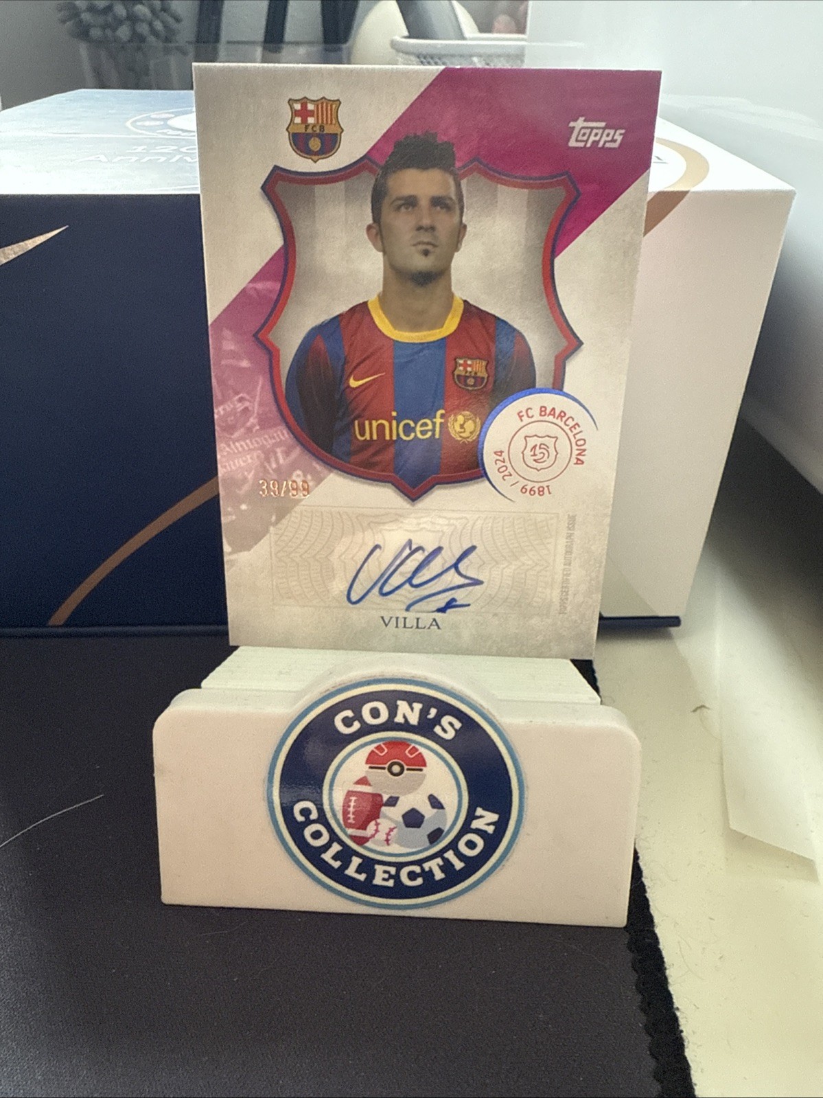 2024 Topps FC Barcelona Team Set Villa Auto Pink 39/99 for sale on Ebay