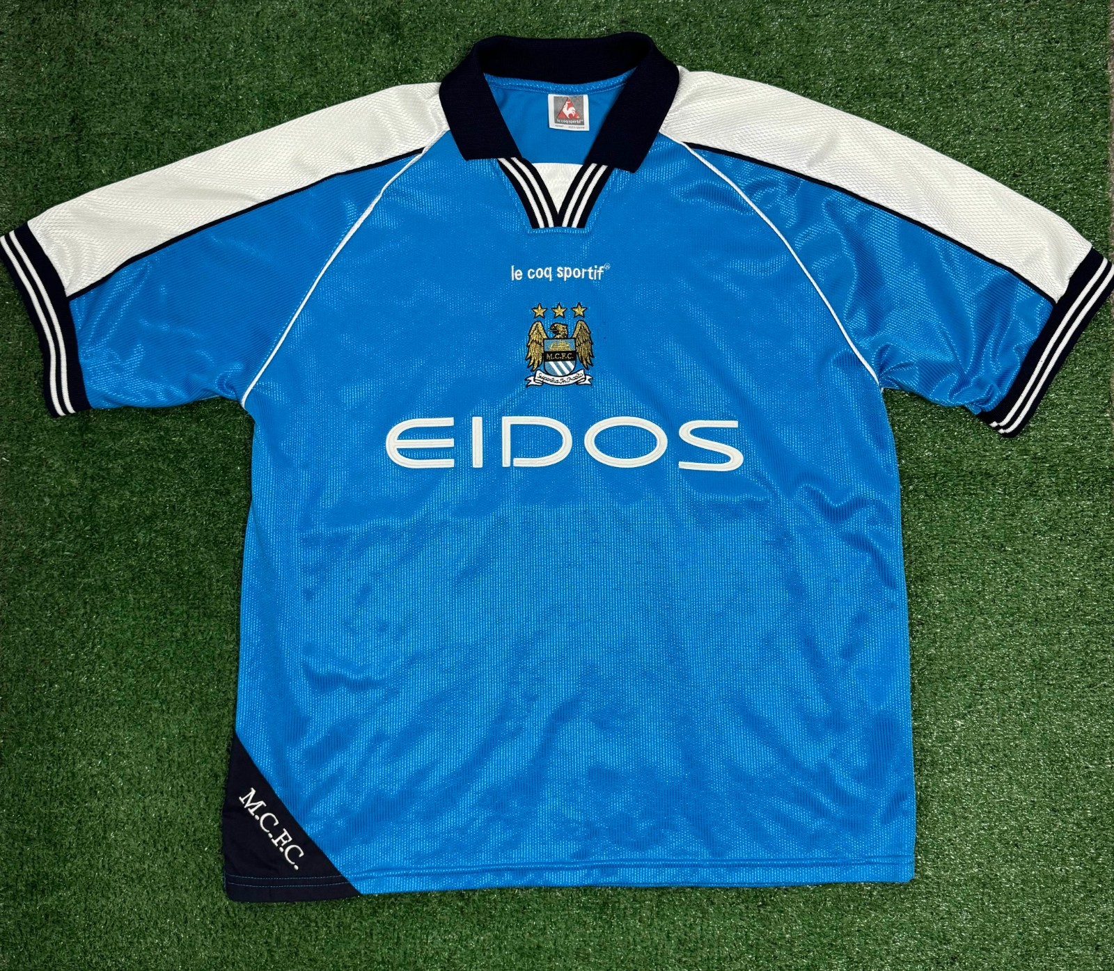 Authentic Manchester City 1999/01 Le Coq Sportif Home Shirt L for sale on Ebay
