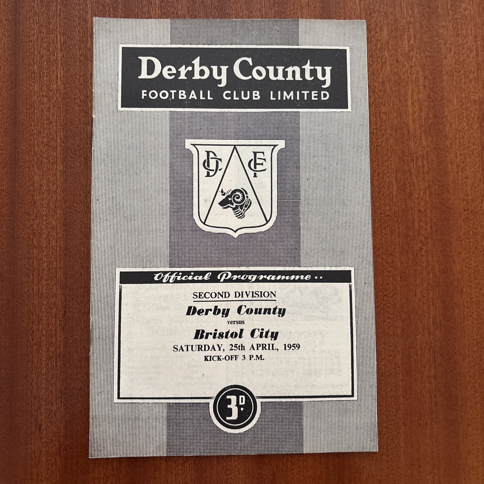Derby County v Bristol City 1958-59 Div 2 for sale on Ebay