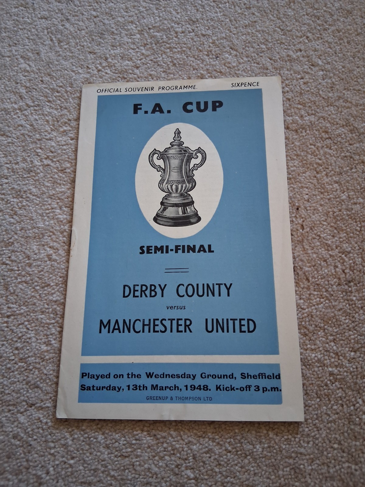 Derby County V Manchester United - FA Cup Semi Final 1947/48 for sale on Ebay