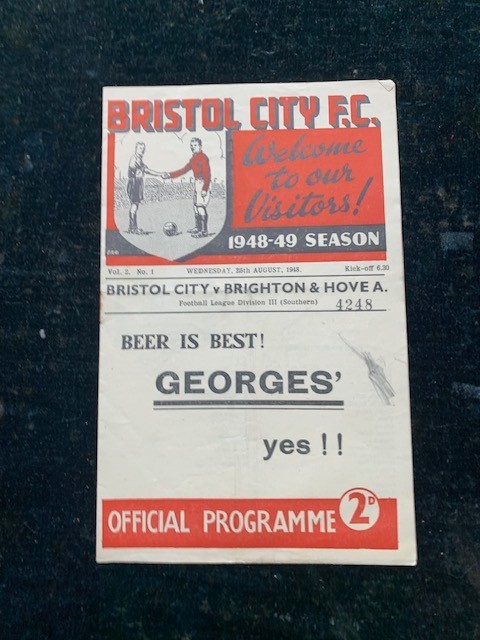 BRISTOL CITY V BRIGHTON & HOVE A. WEDNESDAY 25TH AUGUST 1948 for sale on Ebay