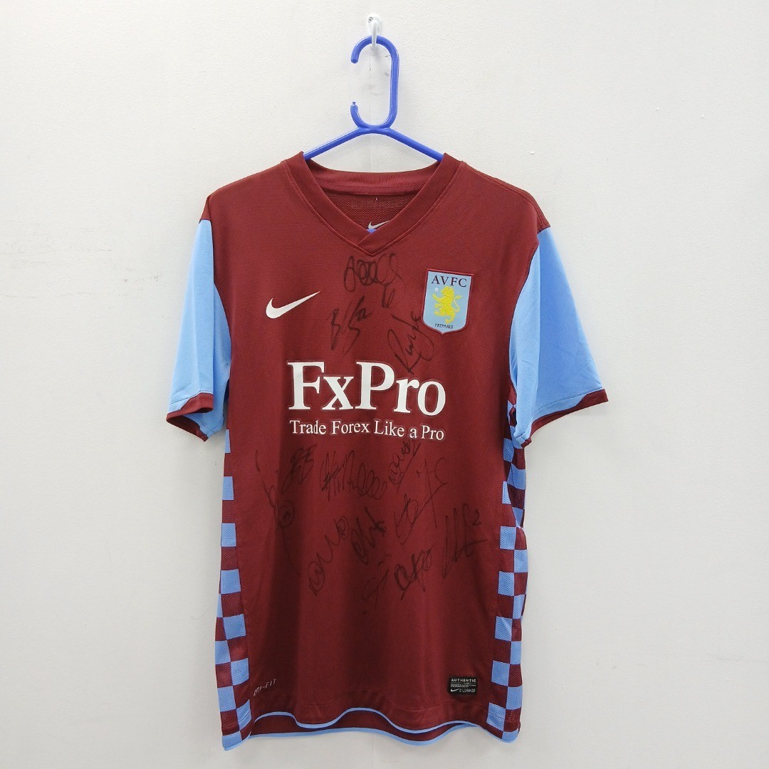 Nike Aston Villa 2010/11 Squad Signed Home Shirt Mens Size M Claret Blue RMF21 for sale on Ebay