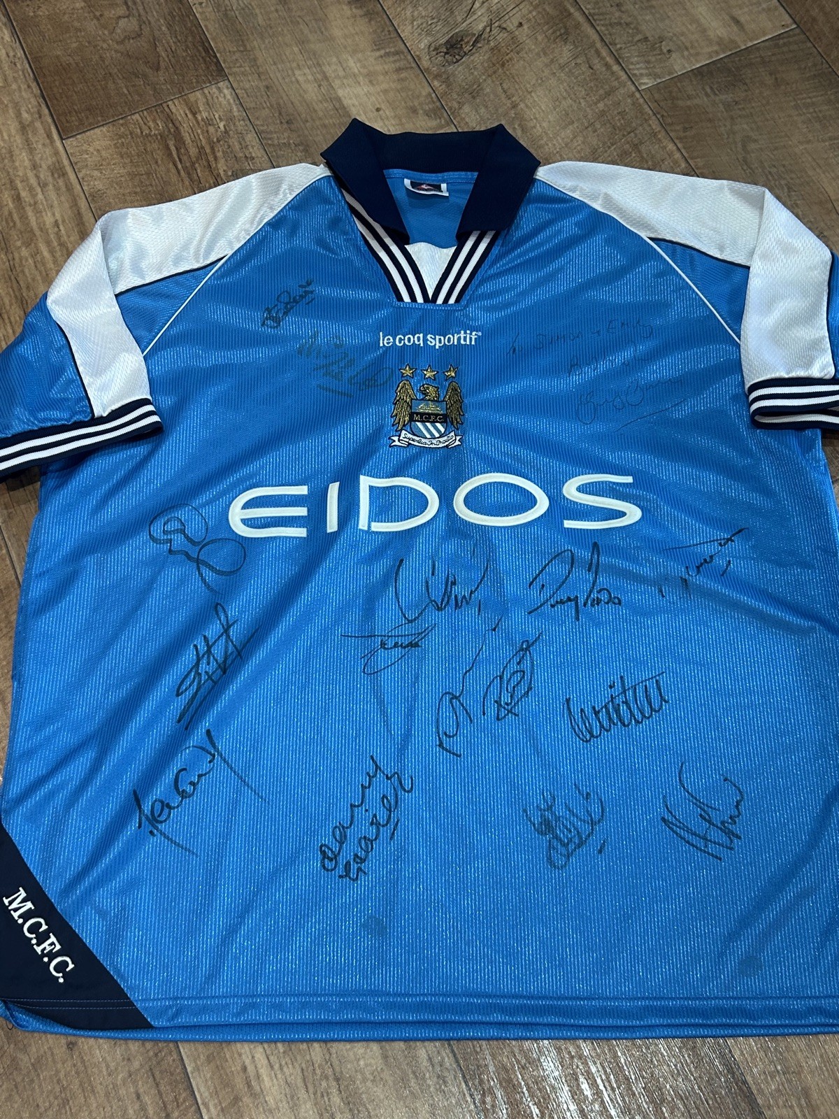 Manchester City FC 1999 Play Off Final Squad SIGNED Home Football Shirt XL  for sale on Ebay