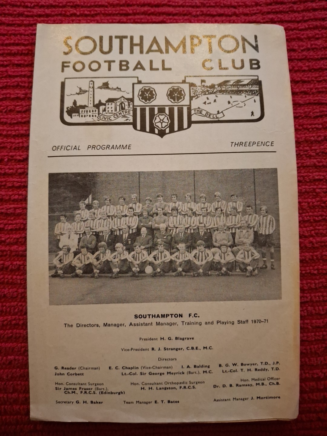 Southampton Reserves v Birmingham City Res programme.  14/11/1970 for sale on Ebay