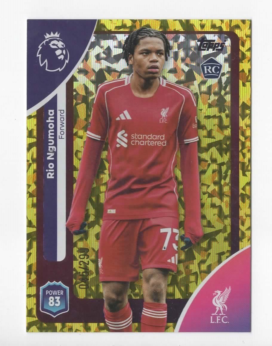 Topps Premier League 25/26 Liverpool Rio Ngumoha Gold Parallel Rookie Card /299 for sale on Ebay
