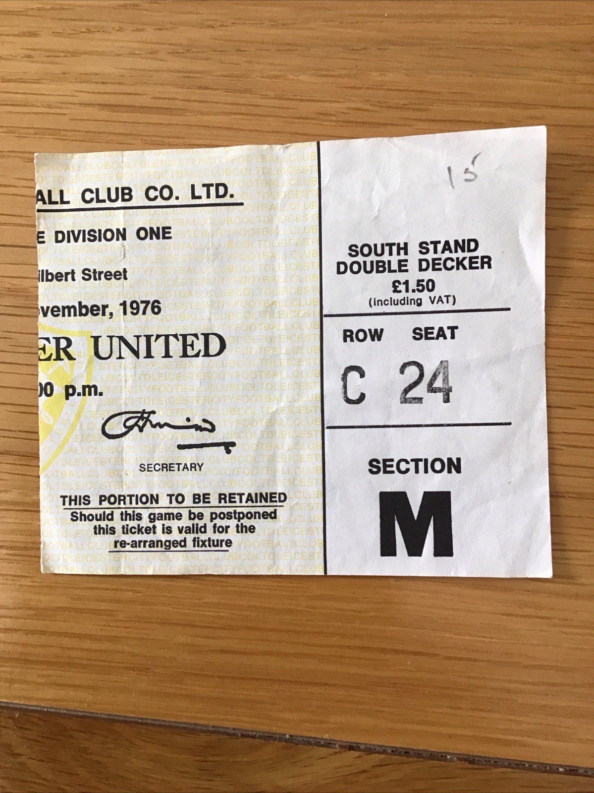 Leicester City v Manchester United 76/77 Ticket Stub for sale on Ebay