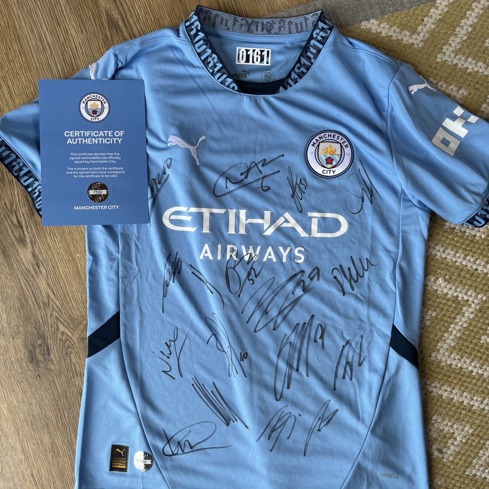 Manchester City 2024/25 Squad Signed home Shirt club COA 07526 17 signatures for sale on Ebay