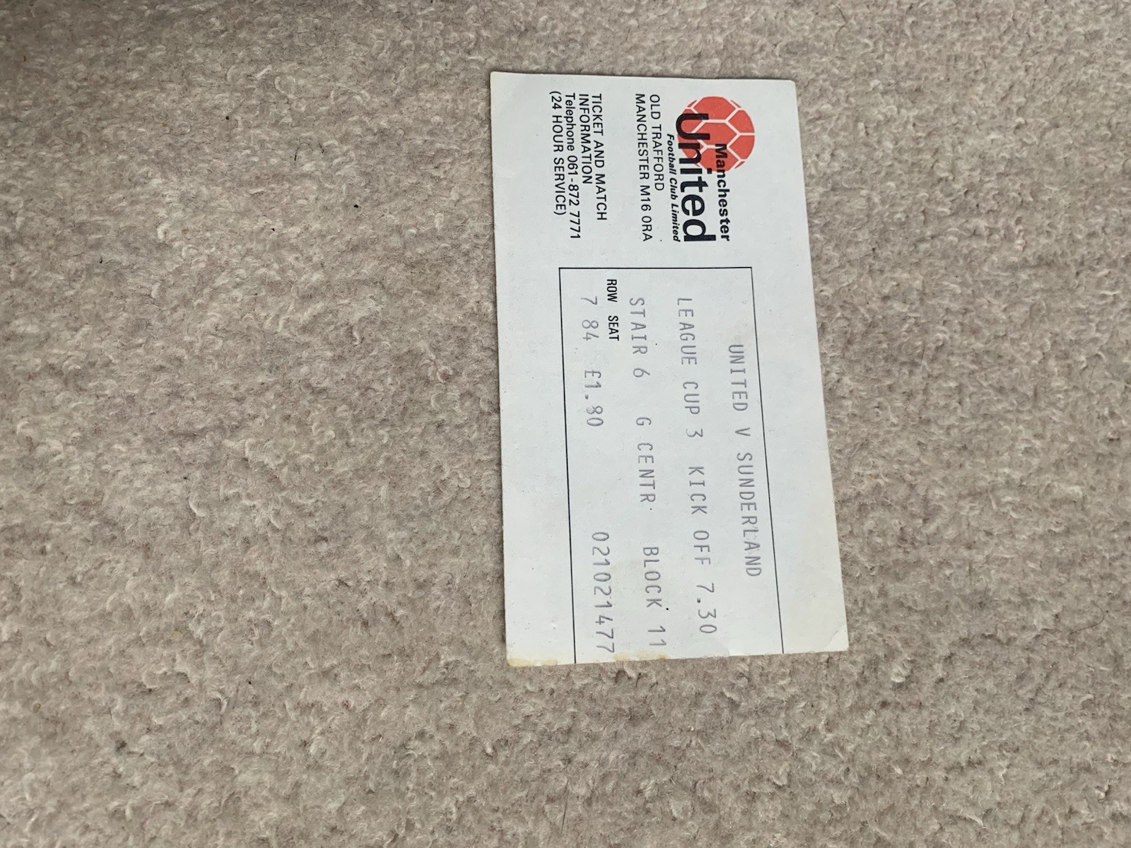 Manchester United V Sunderland League Cup 1976 original Ticket Stub for sale on Ebay