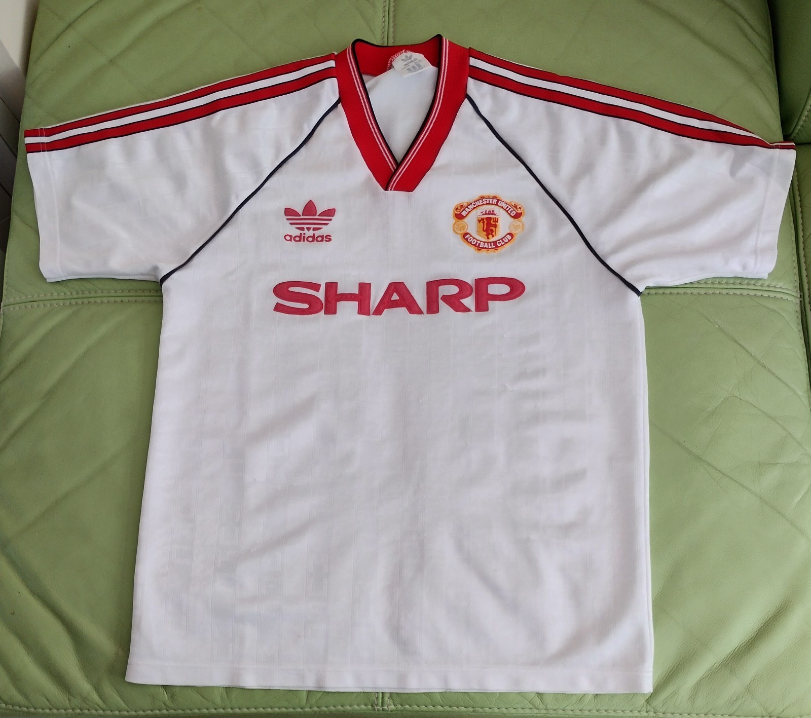 Vintage Manchester United 1988-1990 White Away Shirt  Adidas Adult Medium for sale on Ebay