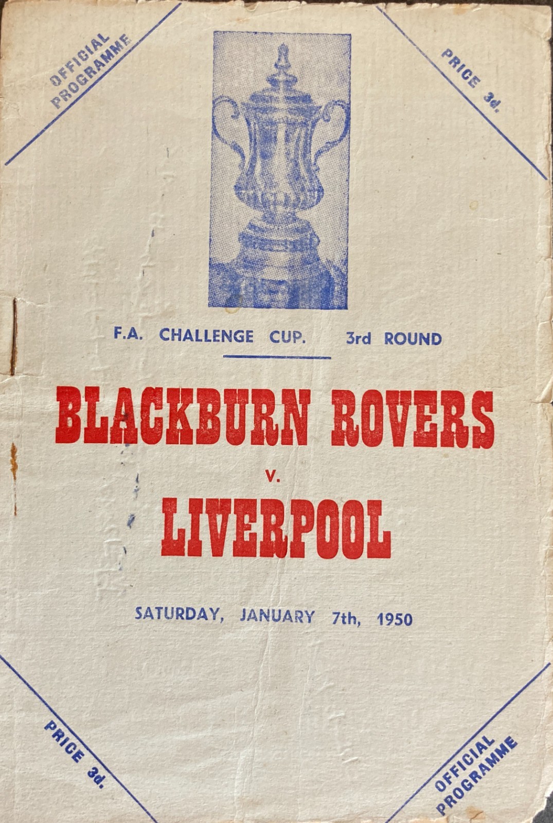 Blackburn Rovers v Liverpool F A Cup 3rd round 1949/50 for sale on Ebay