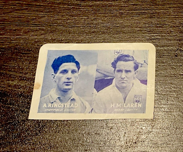 RARE PAPER TRADE CARD ISSUED BY LEGIBLE 1954 SHEFFIELD UNITED DERBY COUNTY for sale on Ebay