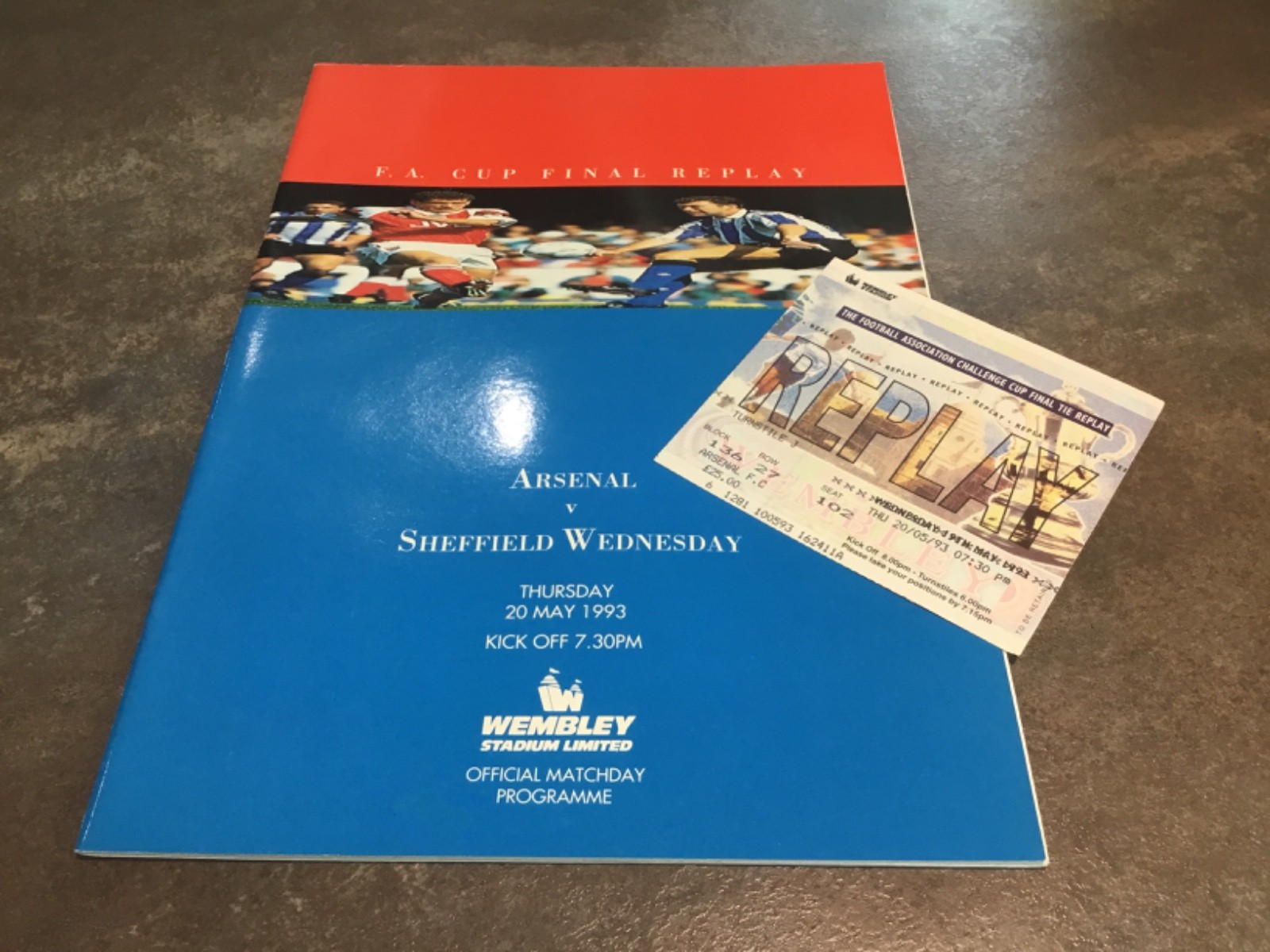 Arsenal v Sheffield Wednesday 20 May 1993 FA Cup Final Replay + Match Ticket for sale on Ebay
