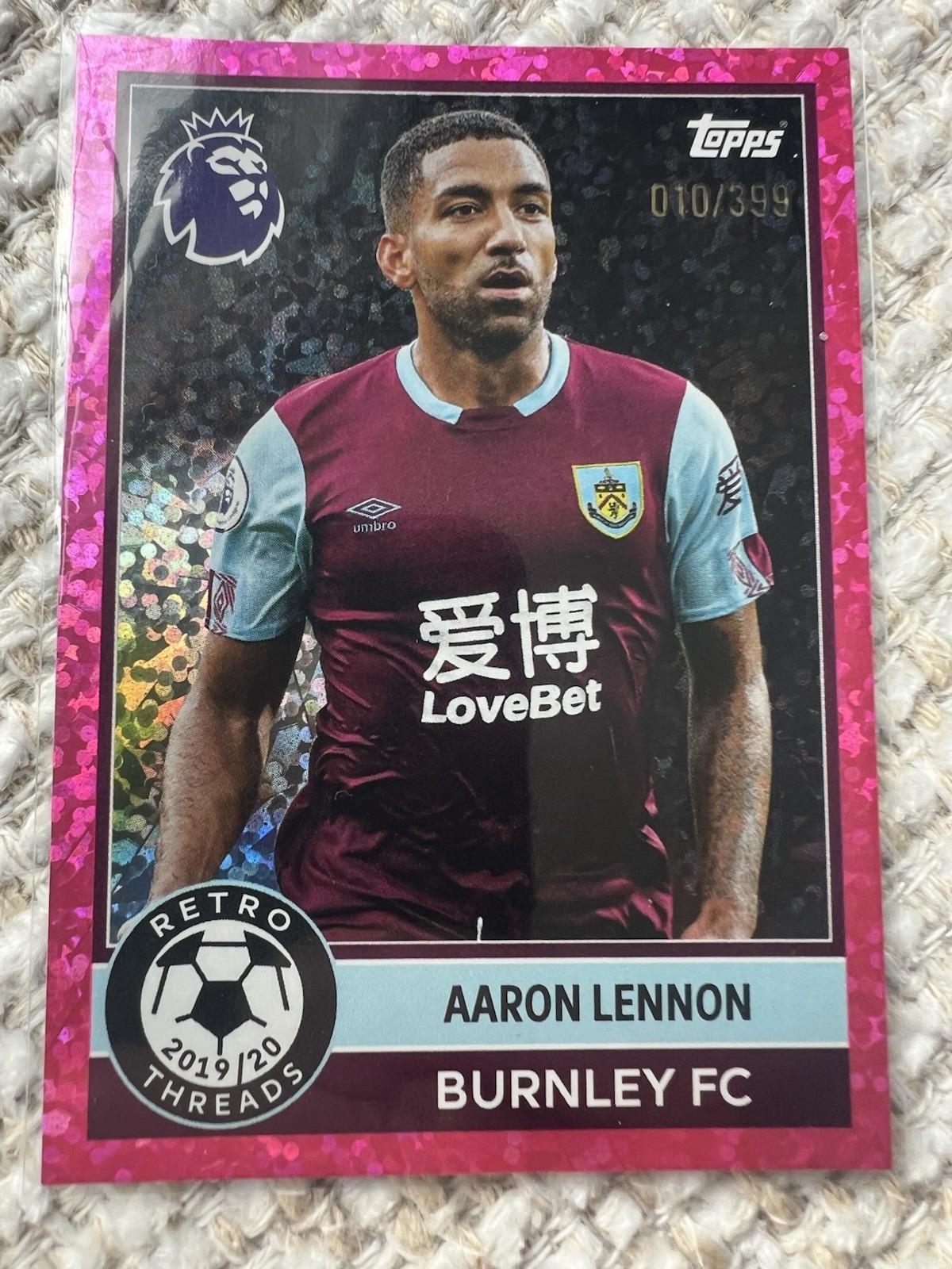 Topps Premier League 2026 Aaron Lennon Retro Thread Pink Sparkle 10/399  Burnley for sale on Ebay