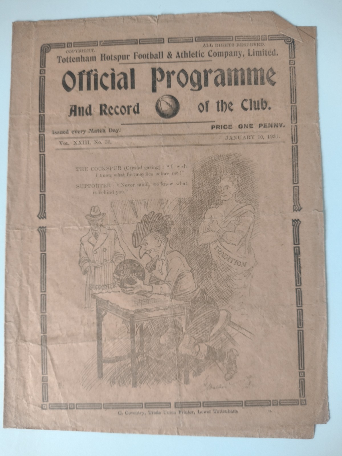 Tottenham Hotspur v Preston North End Football Programme 10 January 1931 for sale on Ebay