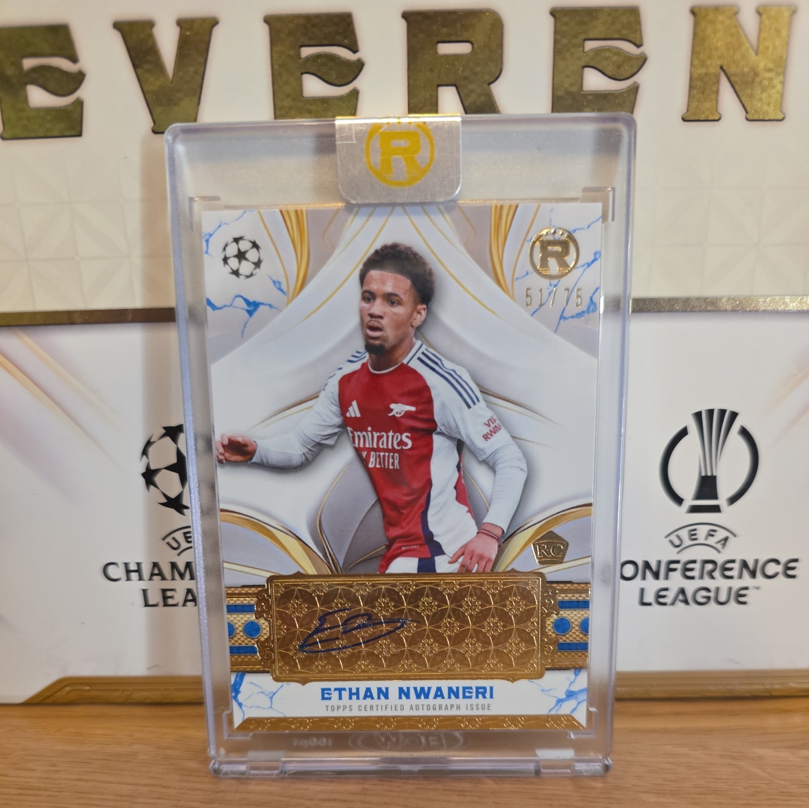 2024-25 Topps Reverence UEFA UCC Ethan Nwaneri #51 /75 Arsenal Gunners Auto Blue for sale on Ebay