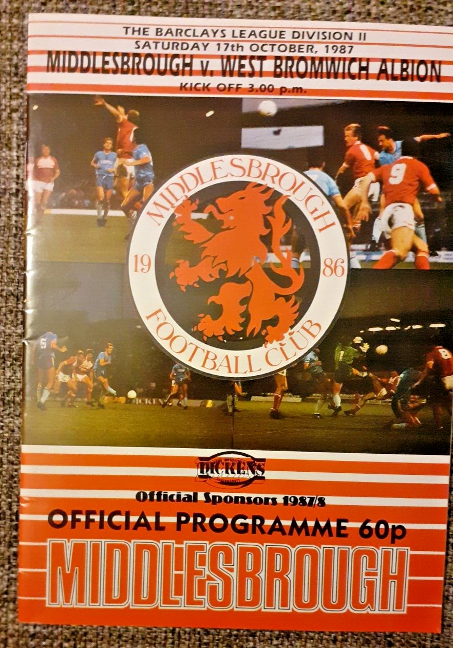 MIDDLESBOROUGH v WEST BROMWICH ALBION   DIVISION 2  17th OCTOBER 1987 INCL.POST for sale on Ebay