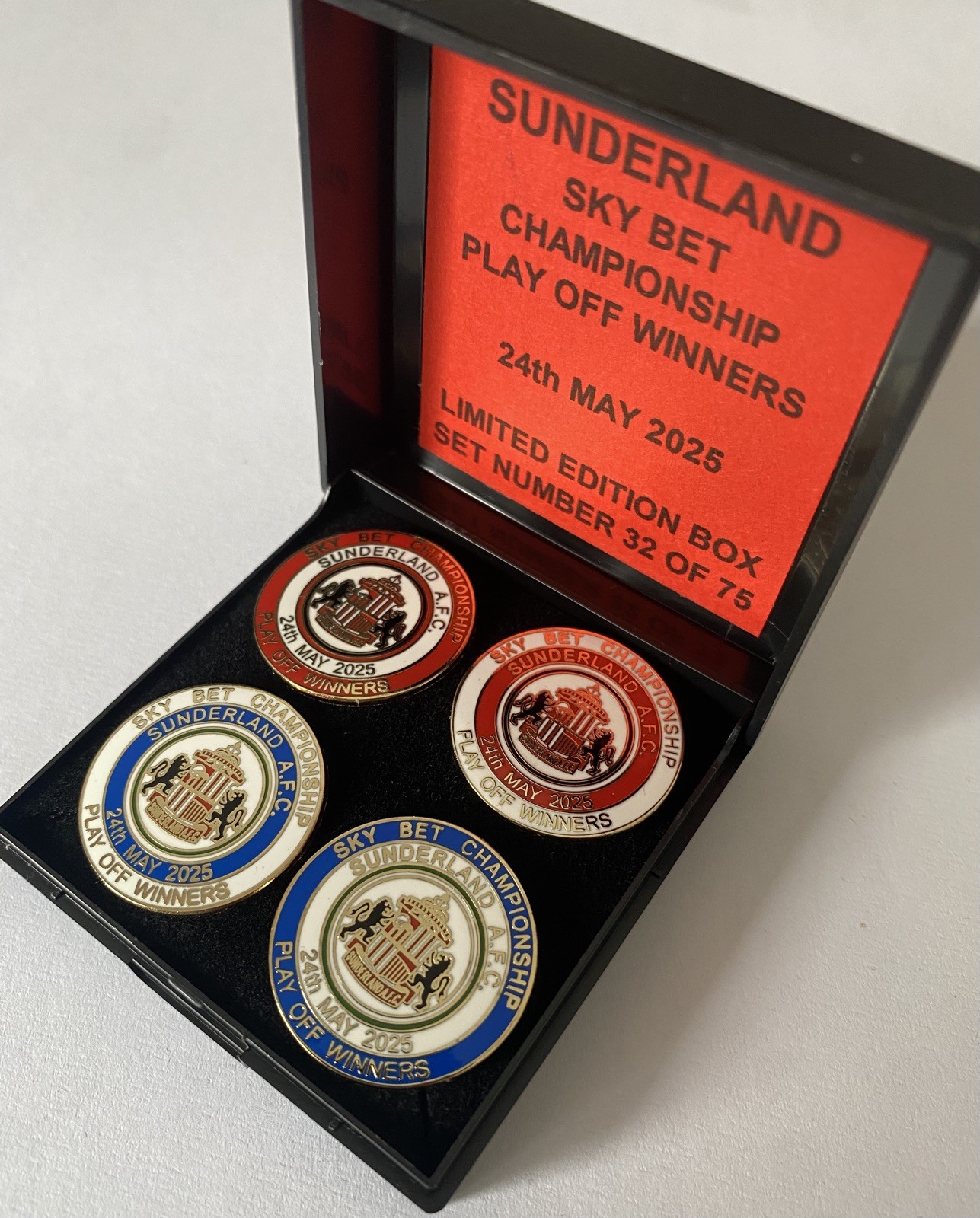 SUNDERLAND Football Club FC Badge AFC LTD ED PROMOTION PLAY OFF WINNERS Box Set for sale on Ebay