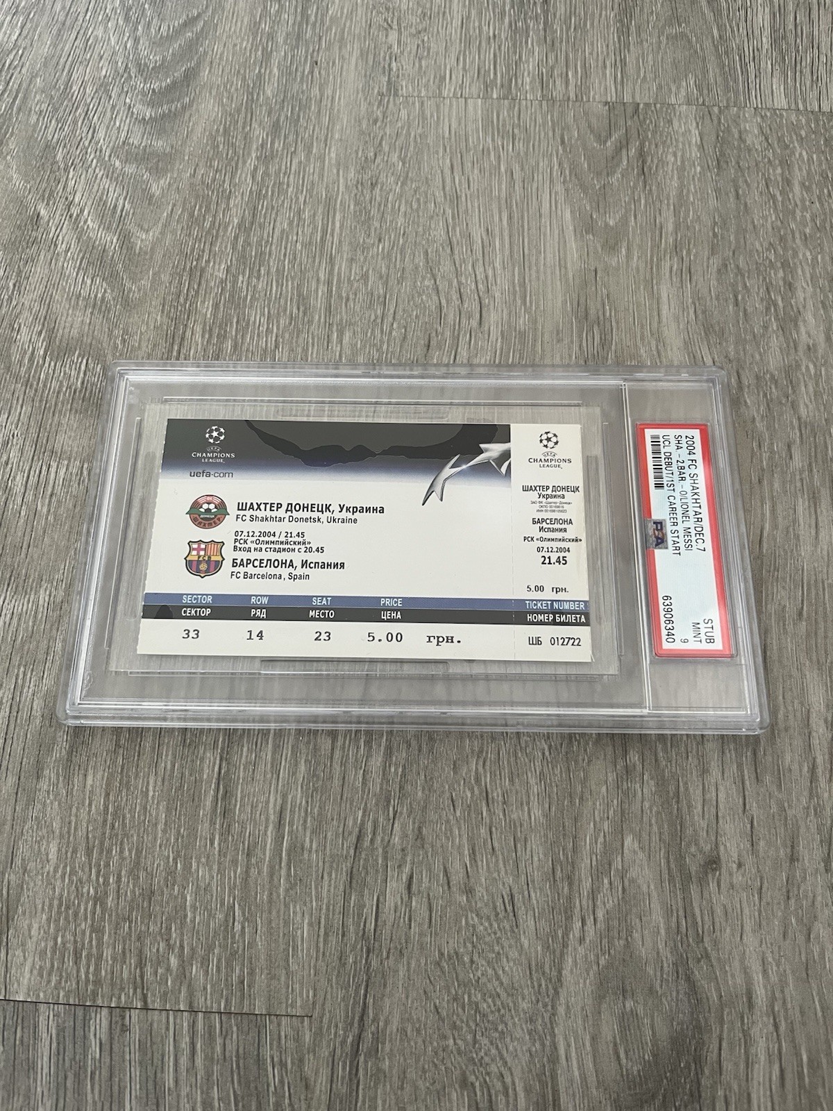 Lionel Messi PSA 9 Champions League Debut Ticket 2004 Barcelona Real NOT proof for sale on Ebay