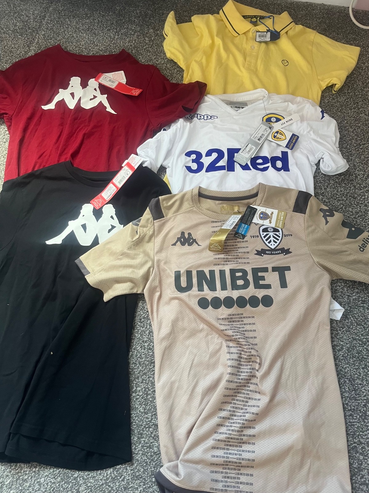 LEEDS UTD x 5 mens bundle kappa centenary  for sale on Ebay