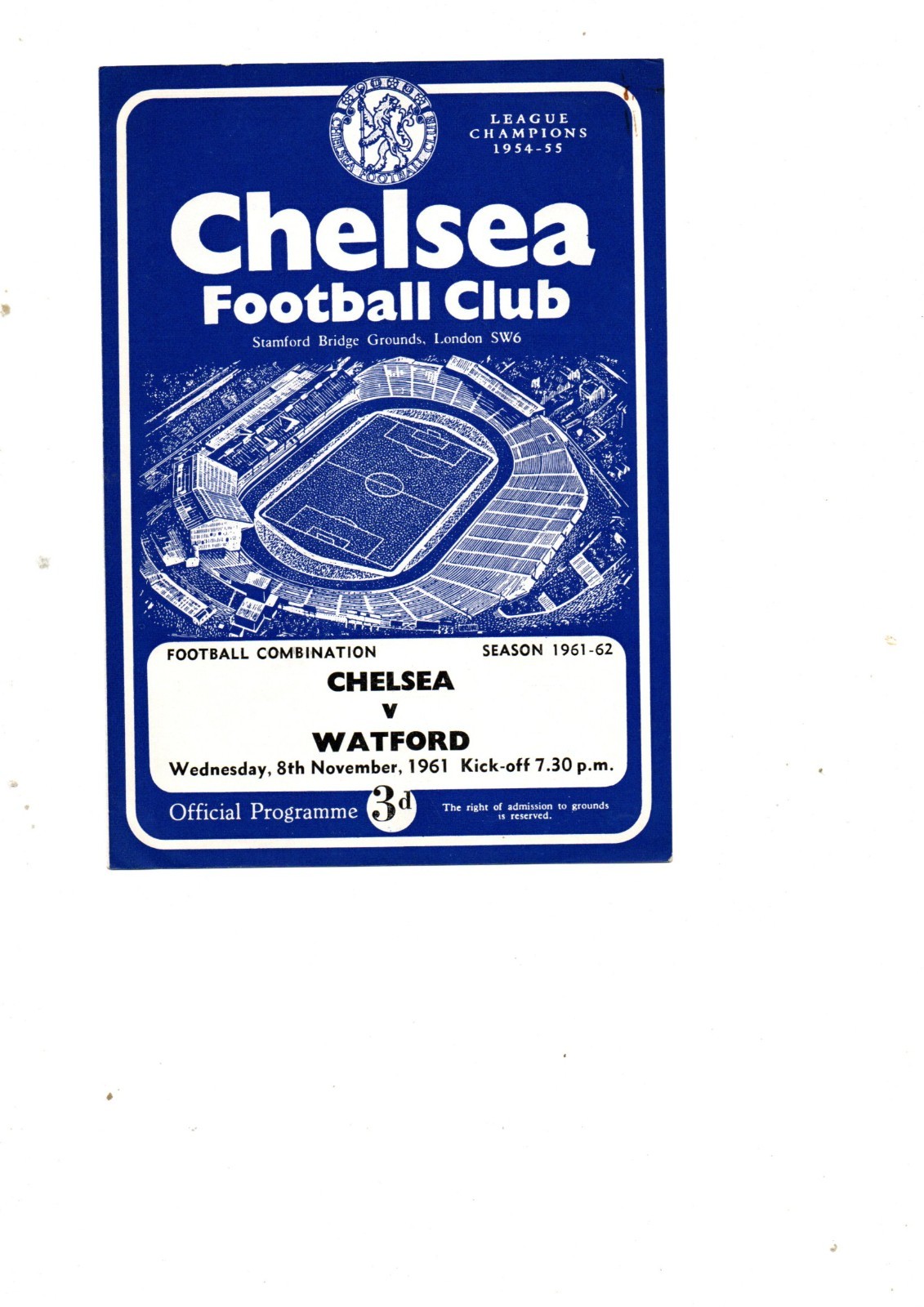 Chelsea Res v Watford Res 1961 - 1962 for sale on Ebay