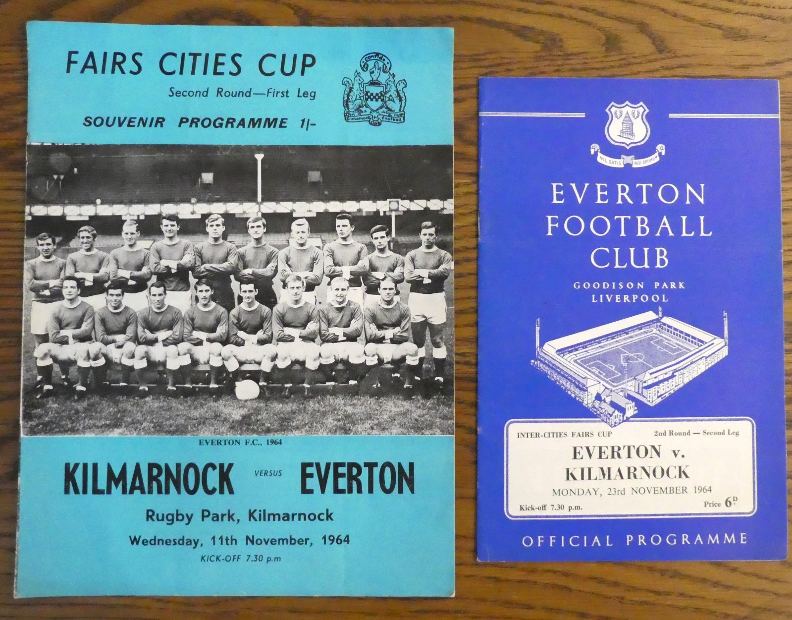 FOOTBALL PROGRAMMES KILMARNOCK v EVERTON FAIRS CUP NOVEMBER 1964 HOME AND AWAY for sale on Ebay