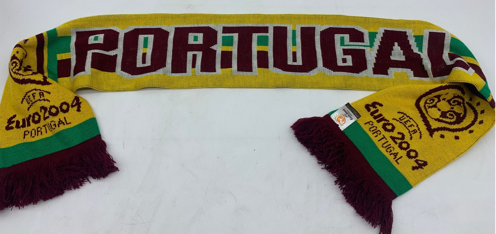 UEFA Euro 2004 Portugal Football Scarf Maroon Yellow Green Official Licensed for sale on Ebay