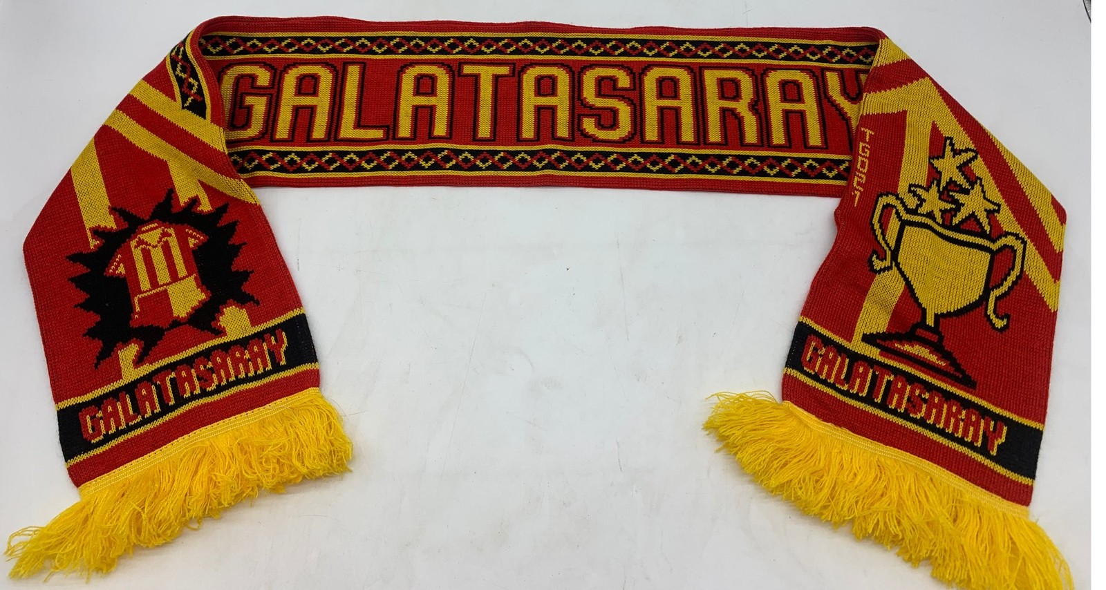 GALATASARAY Football Supporters Scarf Red Yellow Fringed Design Collectible for sale on Ebay