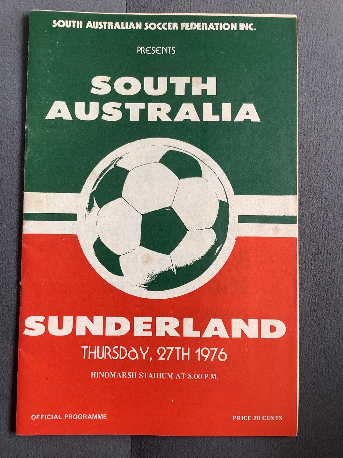 1976 South Australia v Sunderland Friendly for sale on Ebay