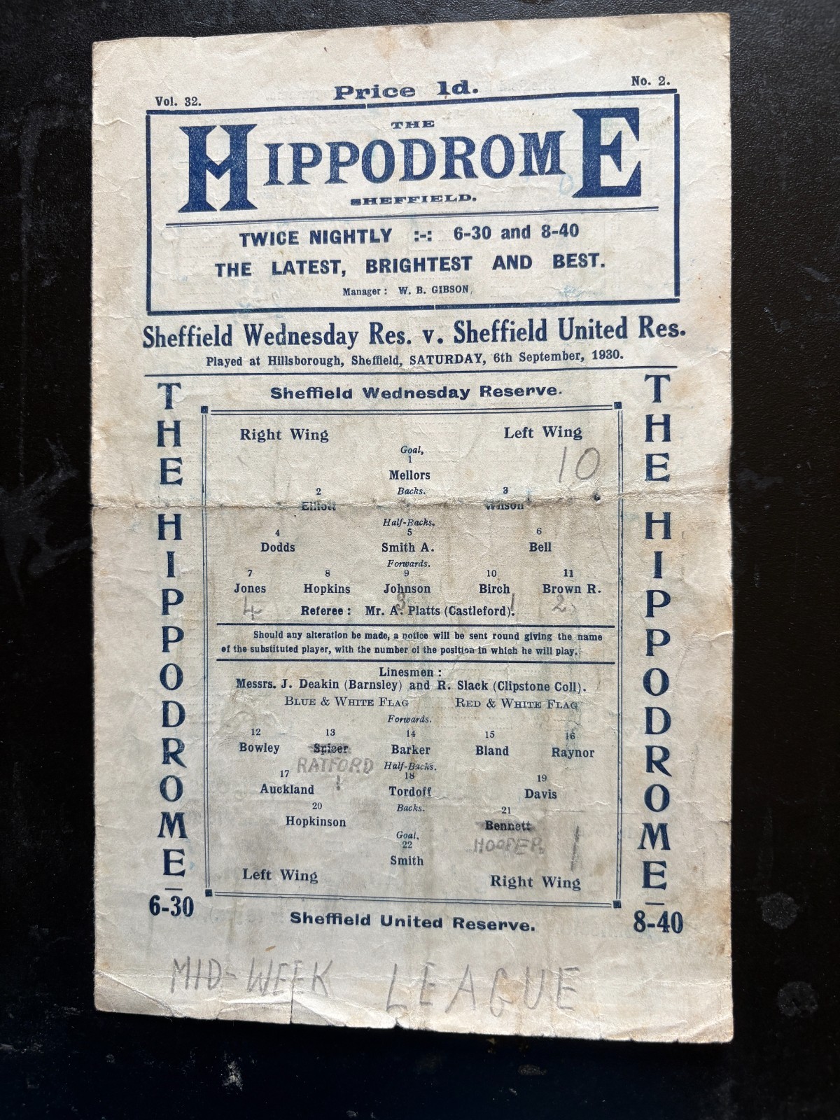 1930-31 Sheffield Wednesday Reserves v Sheffield United Reserves for sale on Ebay