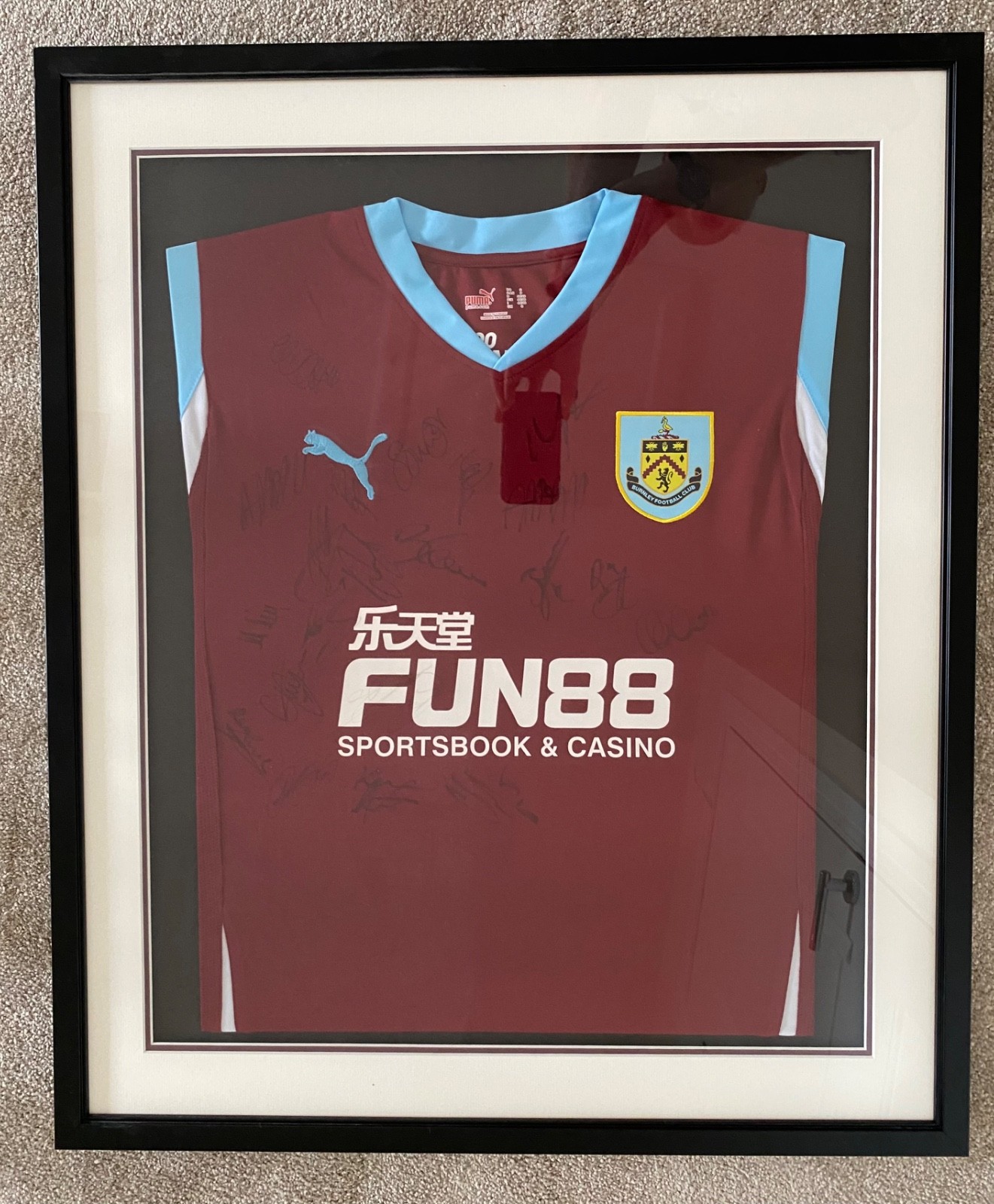 Burnley FC signed football club shirt framed in superb condition. for sale on Ebay