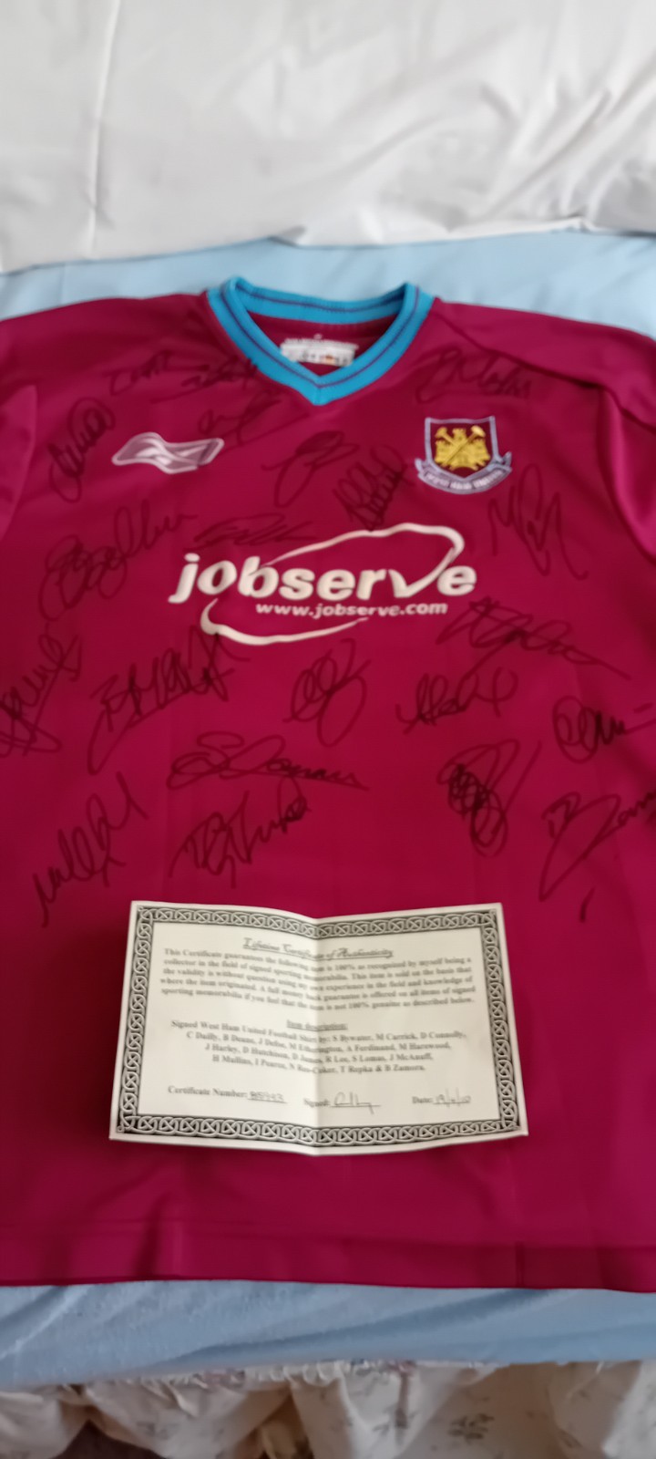 West Ham United Signed Football T-shirt With COA for sale on Ebay