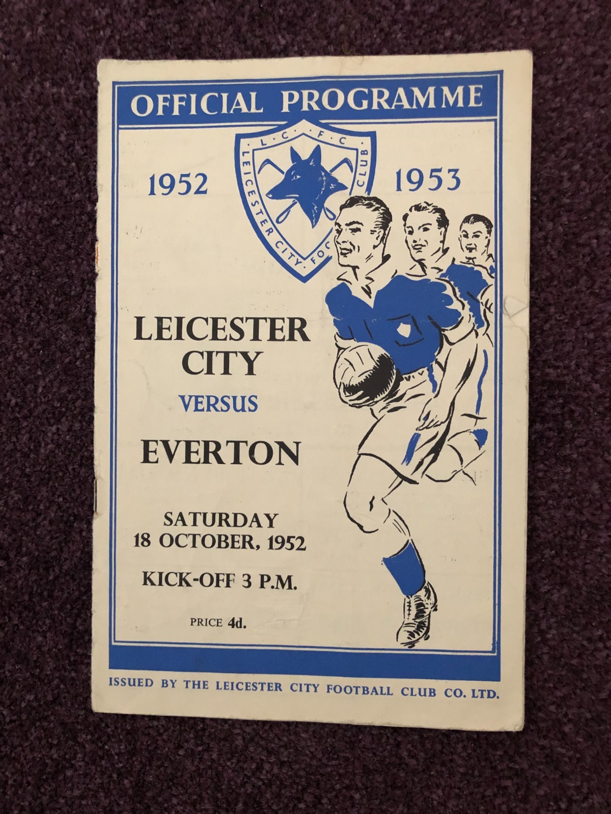 Football programme Leicester City v Everton 18th October 1952 for sale on Ebay
