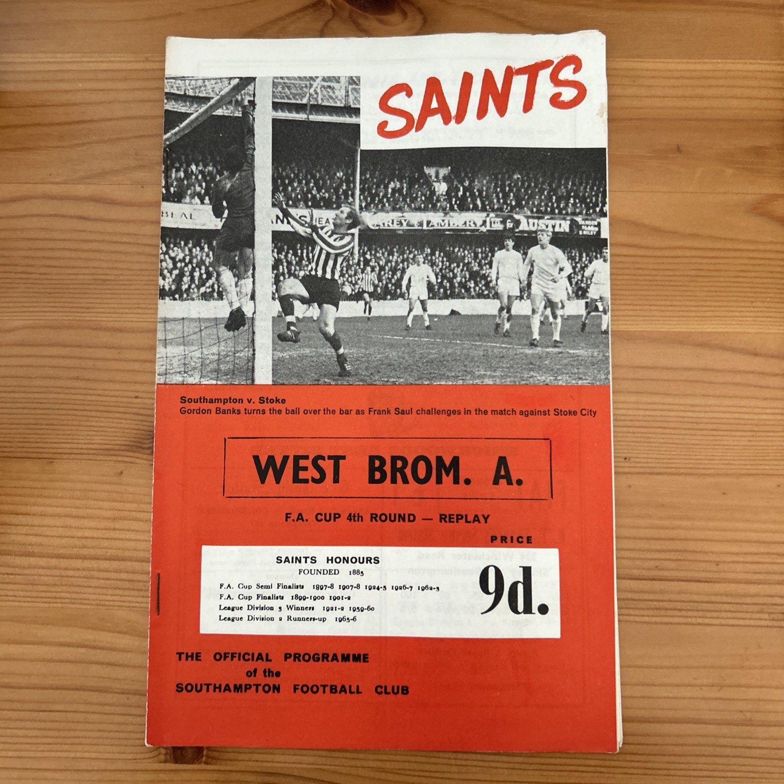 Southampton V West Bromwich Albion FA Cup Replay 1967/8 for sale on Ebay