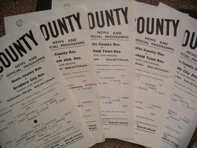 Five x NOTTS COUNTY RESERVES  Home programmes  67/8. for sale on Ebay