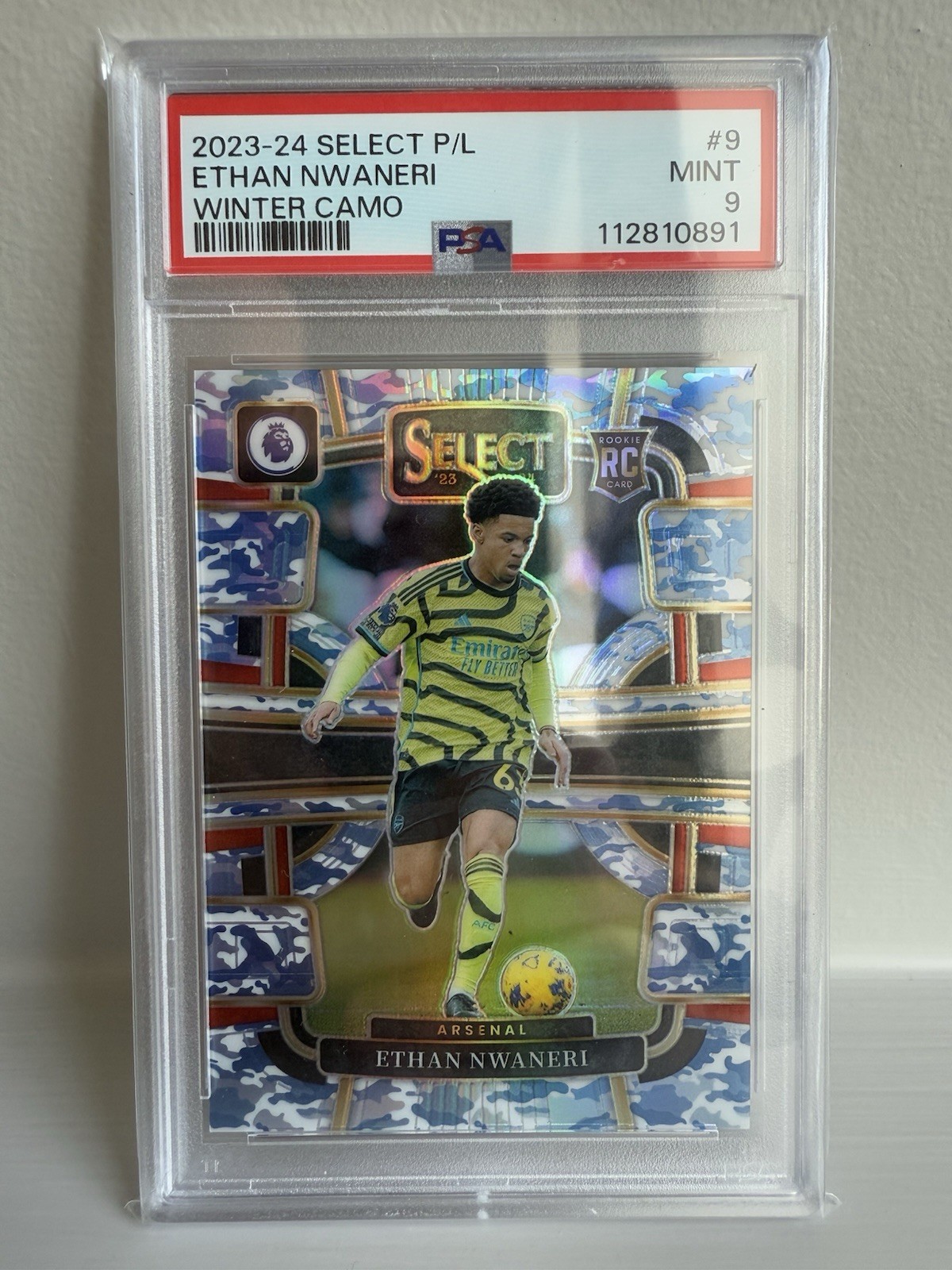 2023-24 Panini Select Premier League Ethan Nwaneri Winter Camo Arsenal Rookie for sale on Ebay