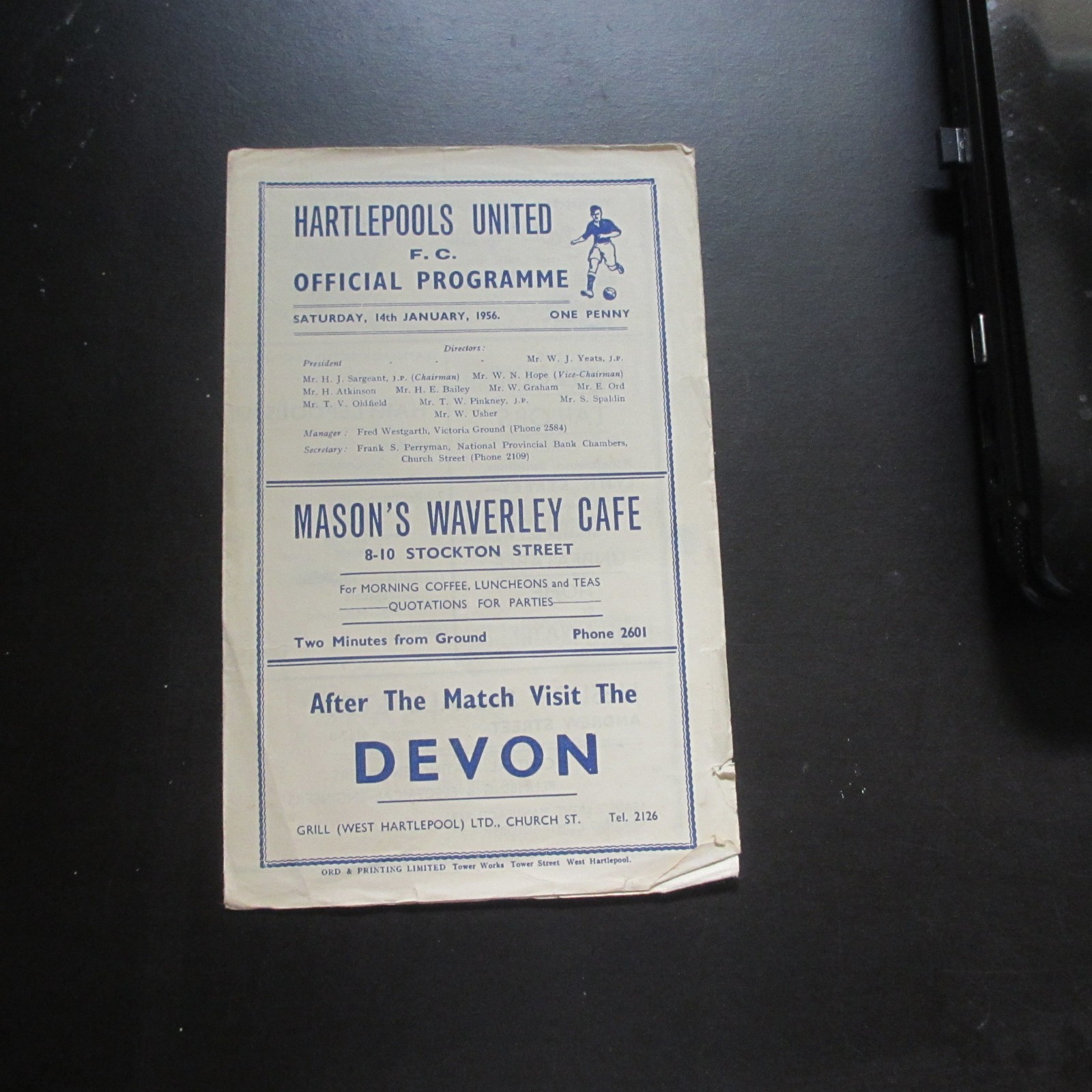 Hartlepools v Wrexham Div 3 North 1955/6 for sale on Ebay