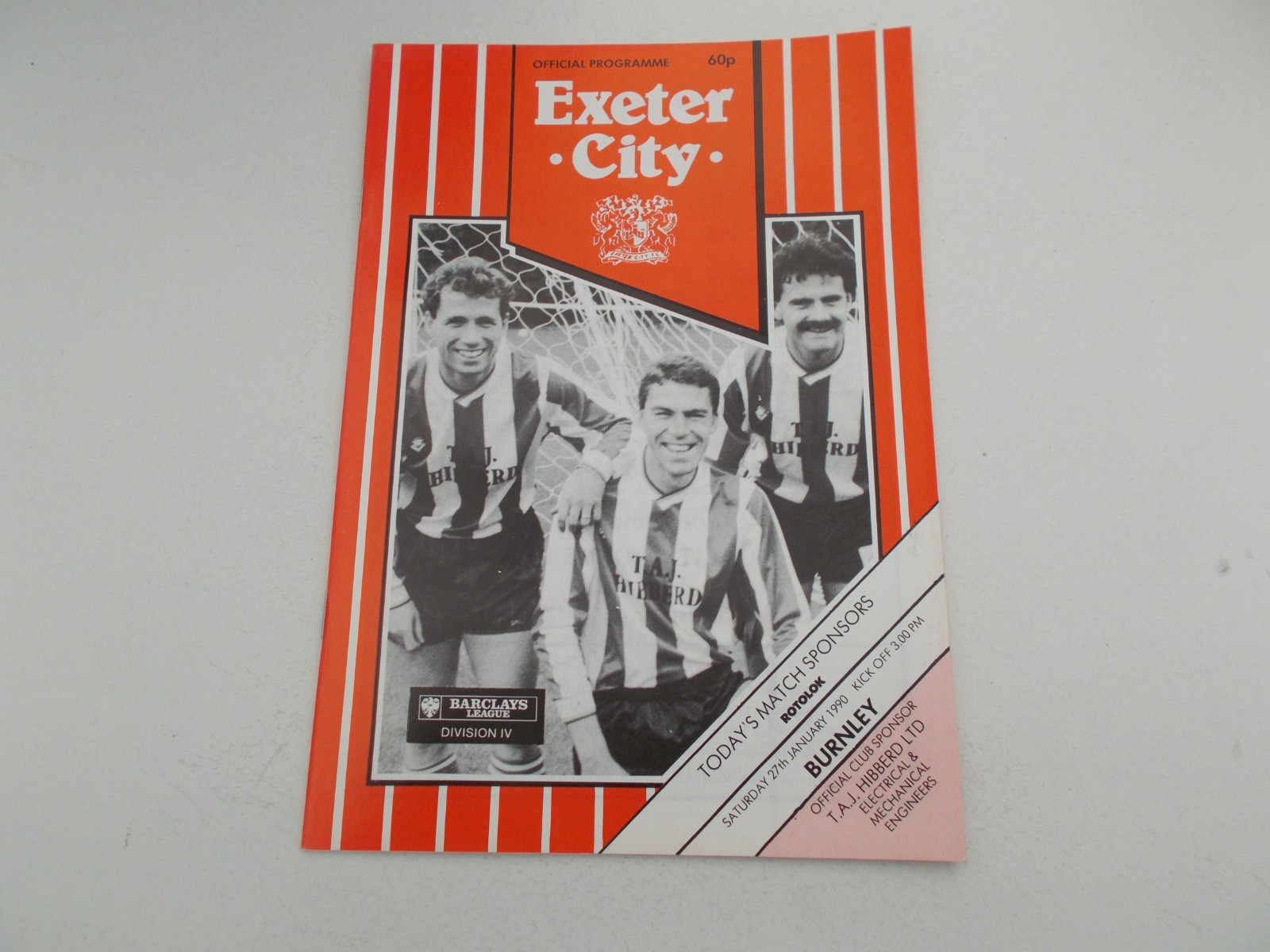 Exeter  v  Burnley   89/90  POSTPONED MATCH  27/1 for sale on Ebay