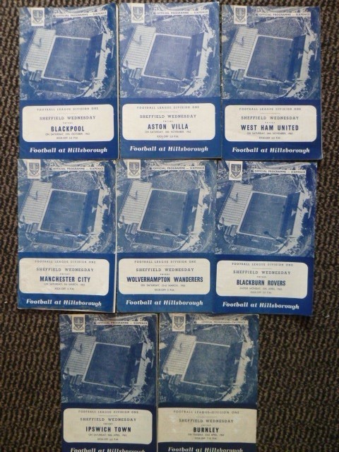 8  x SHEFFIELD WEDNESDAY Home programmes 1962/63. for sale on Ebay