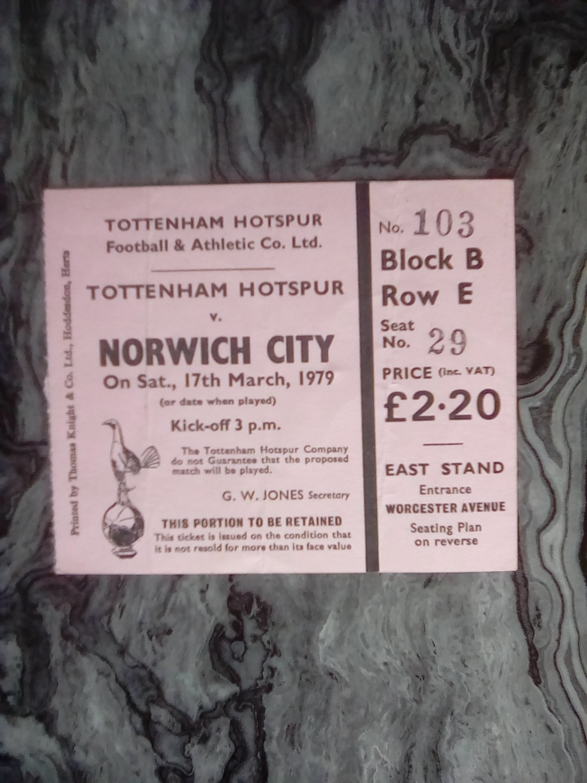 Tottenham ticket v Norwich City  17/03/1979 for sale on Ebay