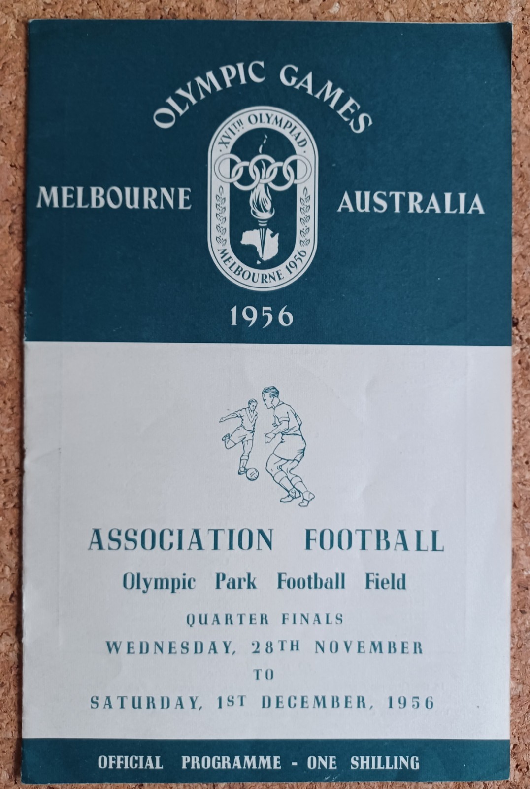 1956 OLYMPIC GAMES  ASSOCIATION FOOTBALL QUARTER FINALS  OFFICIAL PROGRAMME for sale on Ebay