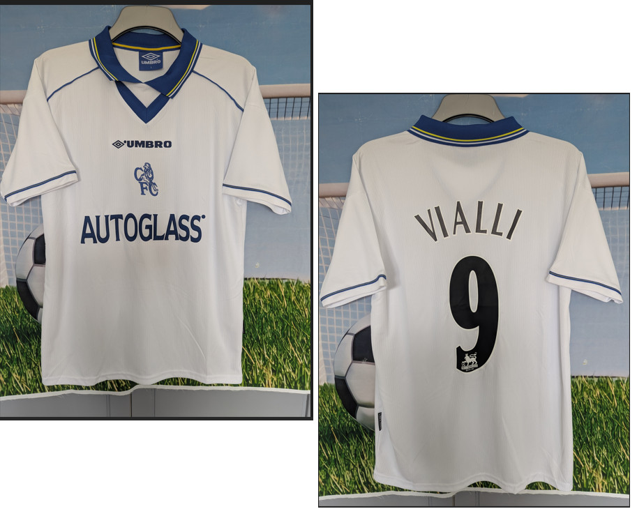 Chelsea 1998/1999/ 2000 Away Football Shirt Autoglass VIALLI 9 SIZE LARGE NEW for sale on Ebay
