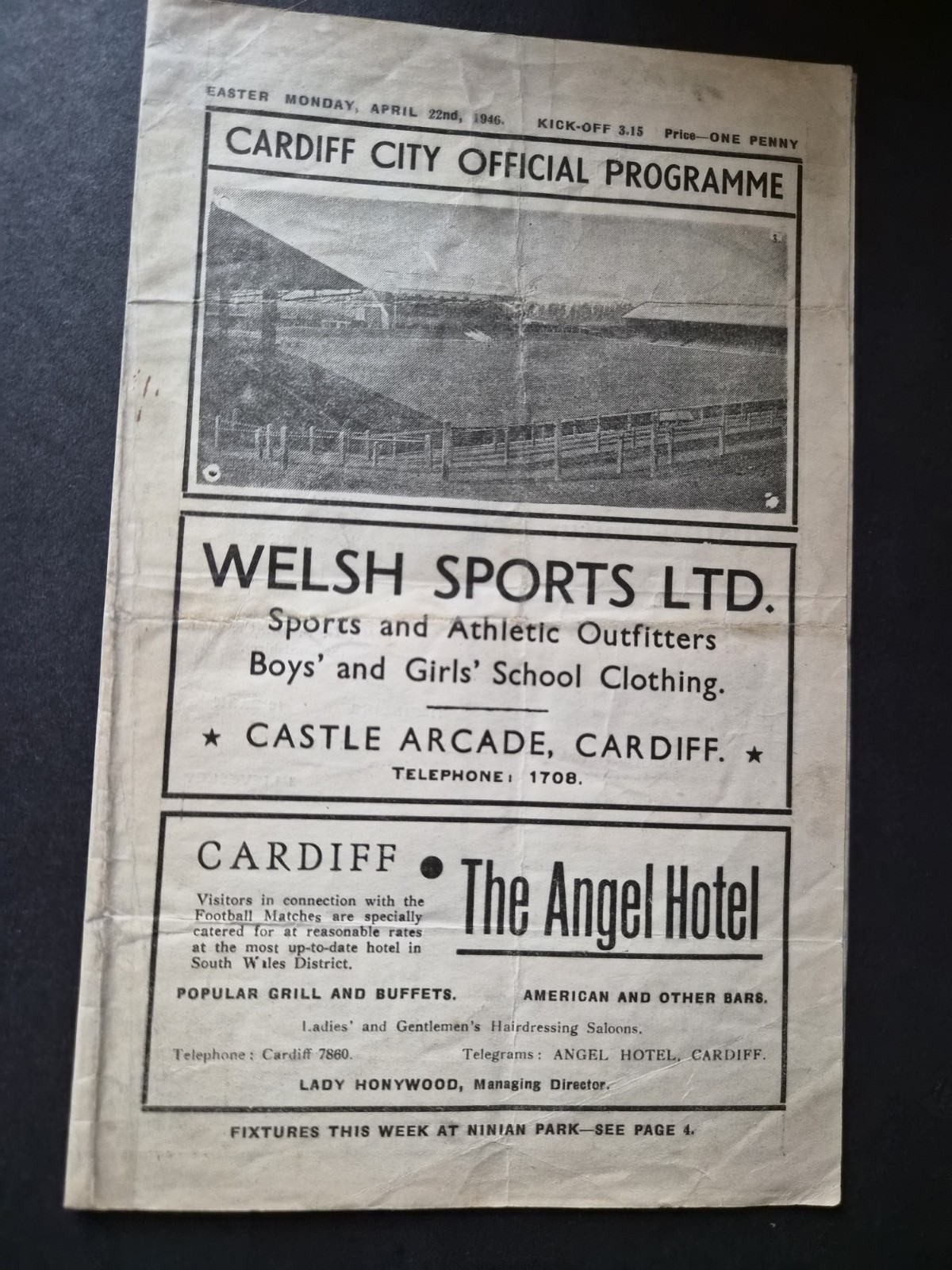 Cardiff City v Crystal Palace Football League lll (South) Cup 1945/46 ~ F/Post for sale on Ebay