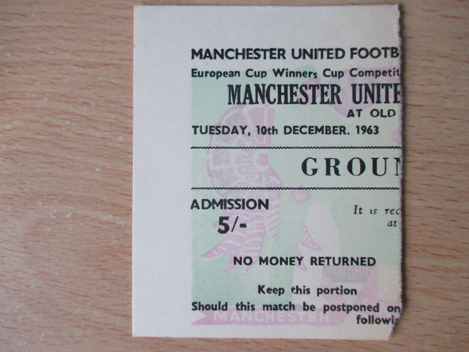 Manchester United v Tottenham 1963 ECWC 1st Round ticket stub 1963/64 Spurs vgc for sale on Ebay