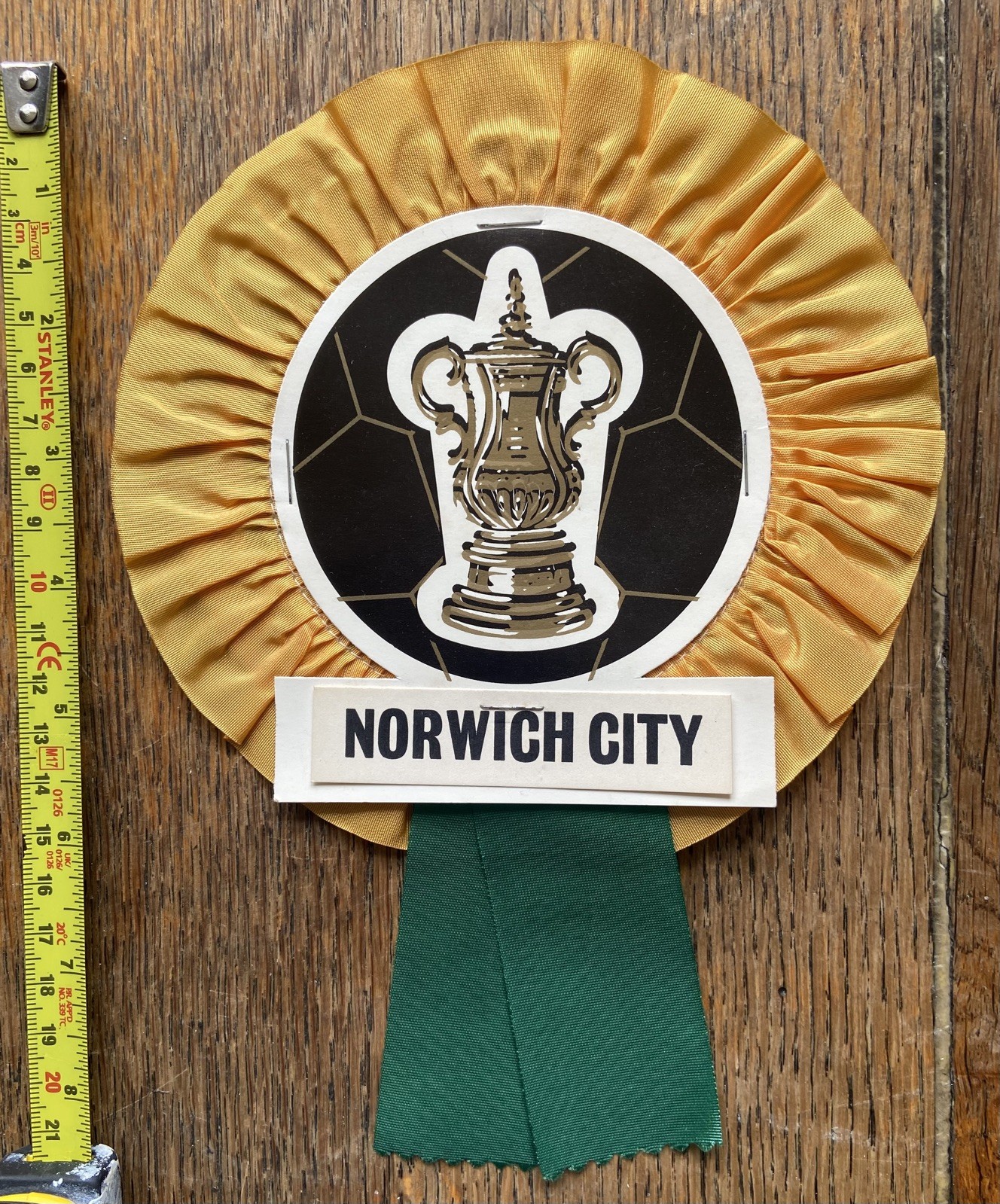 1960s/70s Vintage NORWICH CITY 'FA Cup' ROSETTE. 22cm x 16cm. MINT condition. for sale on Ebay