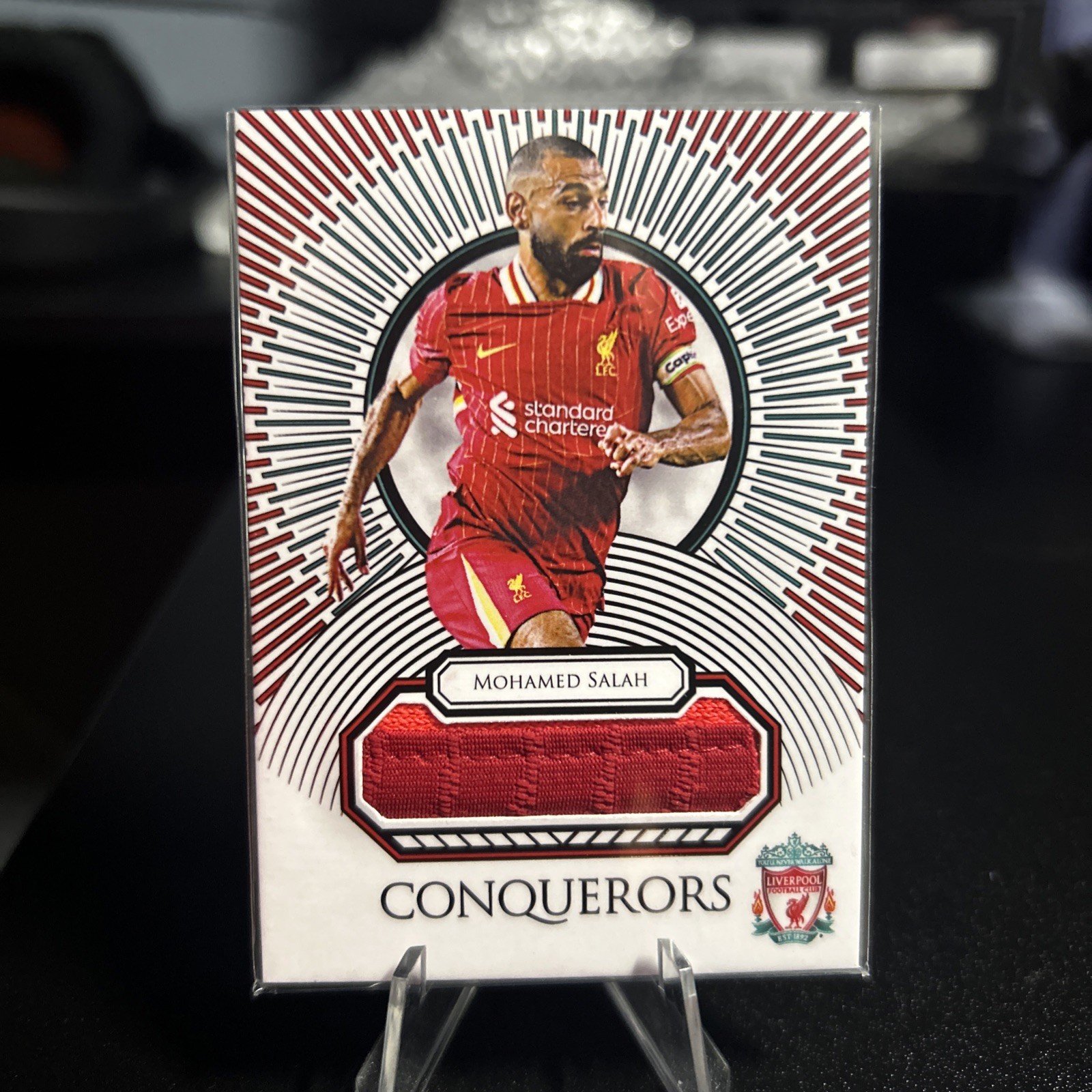 Mohamed Salah Liverpool Futera game worn shorts patch 3/3 BOOKEND! for sale on Ebay