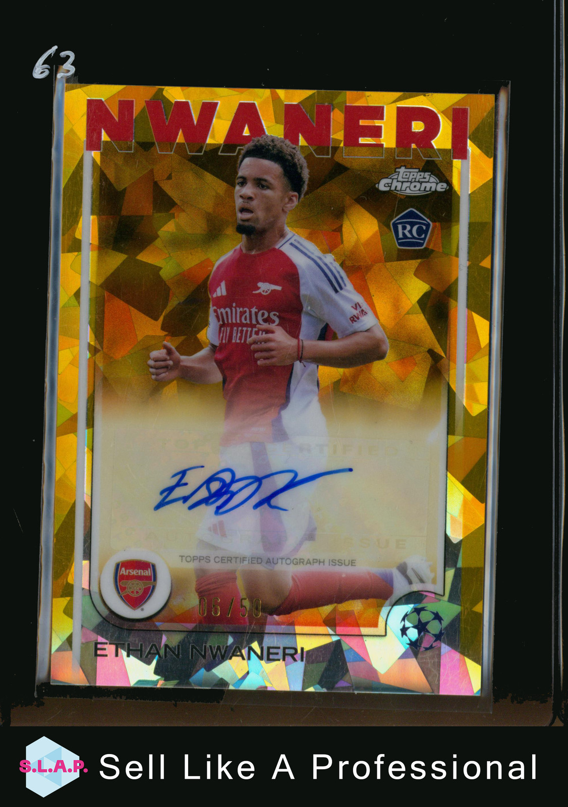 ETHANE NWANERI TOPPS CHROME 06/50 CA-EN 2025 ARSENAL FC ENGLISH AUTO RC for sale on Ebay