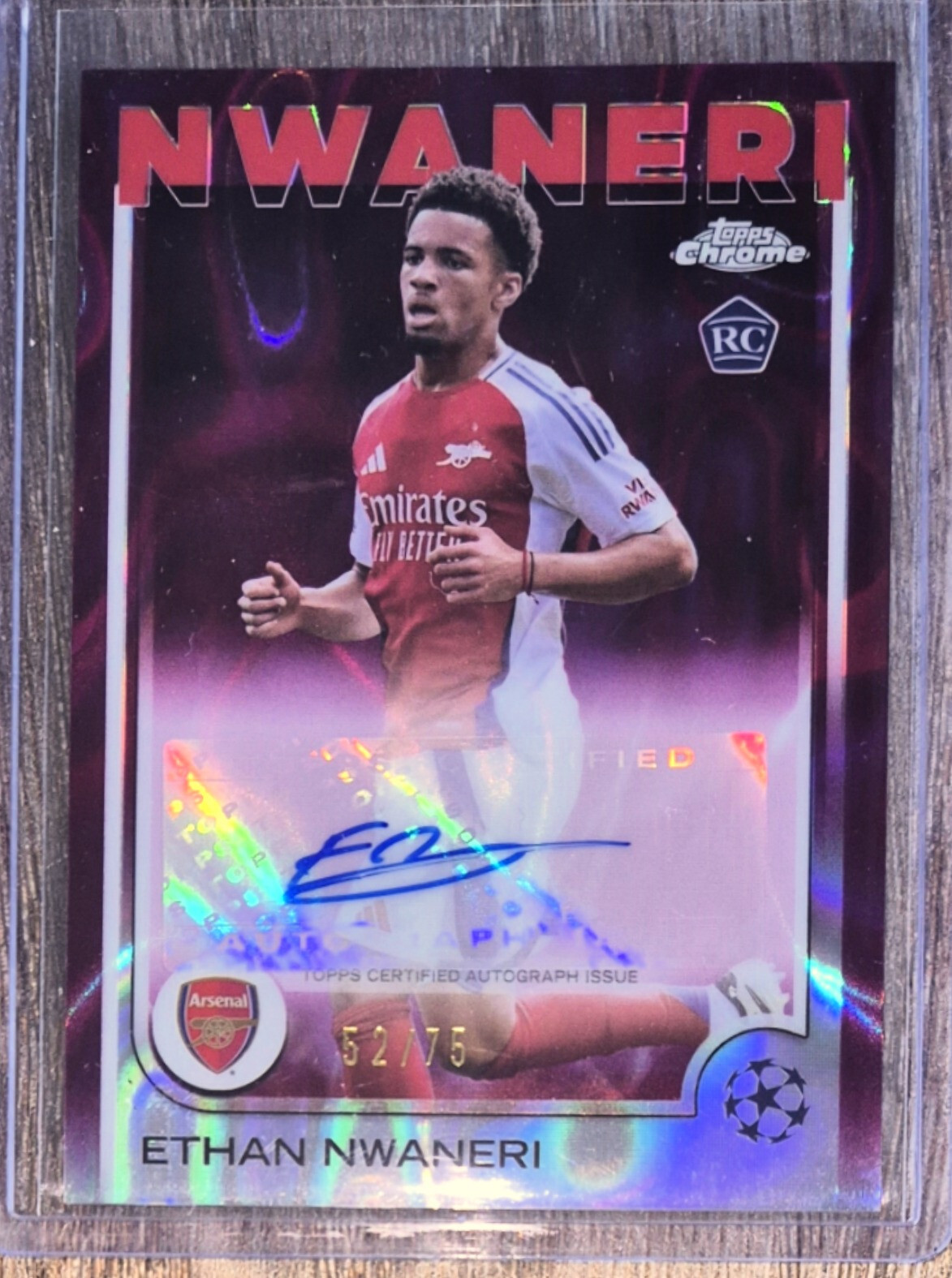2024-25 Topps Chrome Ethan Nwaneri Auto RC /75 Magenta Lava Arsenal Rookie for sale on Ebay