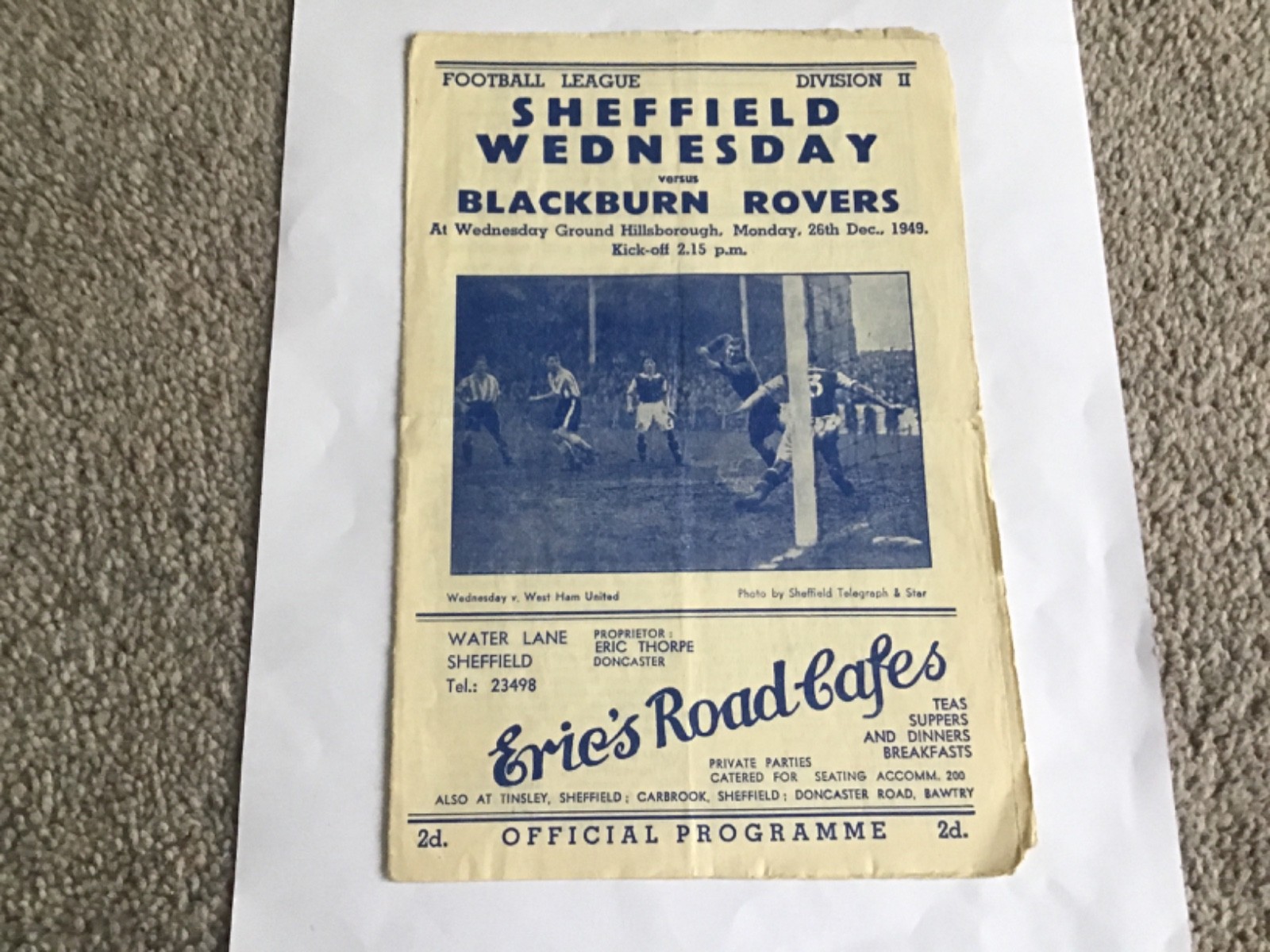 Sheffield Wednesday v Blackburn Rovers Football Programme 25/12/1949 for sale on Ebay