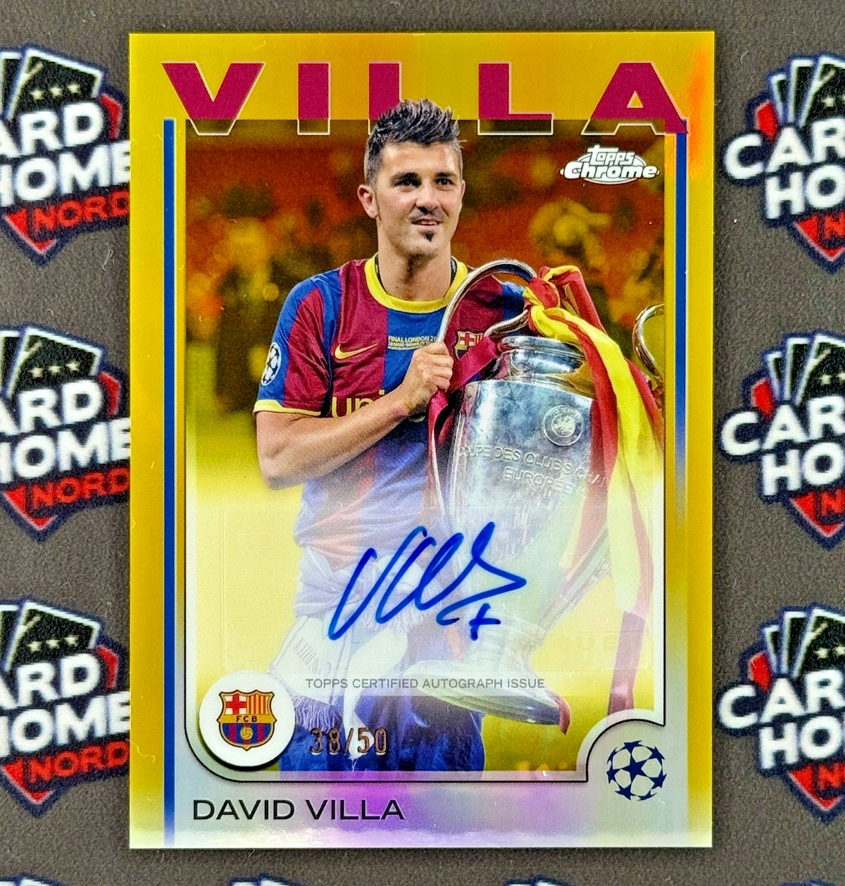 David Villa /50 Autograph Topps Auto CA-DV - 2024-25 TOPPS Chrome UCC for sale on Ebay
